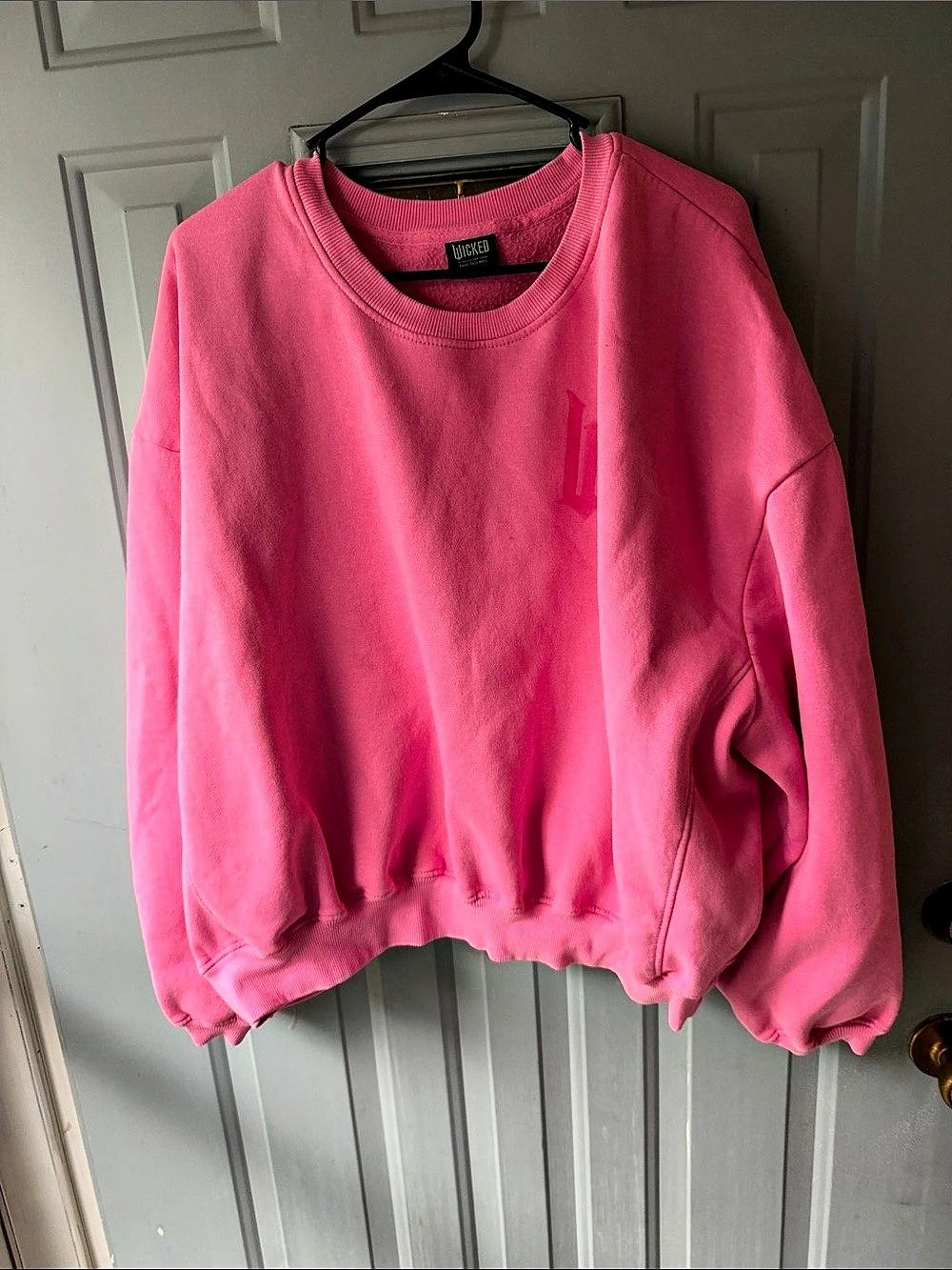 Wicked Movie Logo Pink Crew Neck Sweatshirt XL